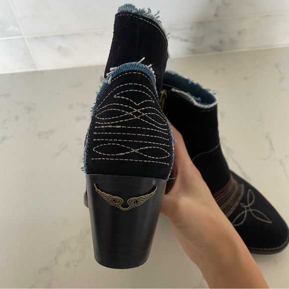 Zadig & Voltaire Molly Suede & Denim Ankle Boots, good condition, size 9 - Picture 7 of 8